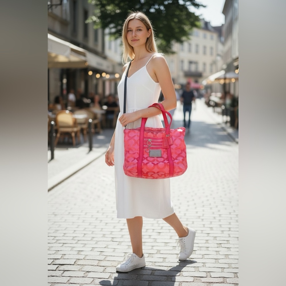 Coach 2009  Pink Poppy Bag with Two Hang Tags